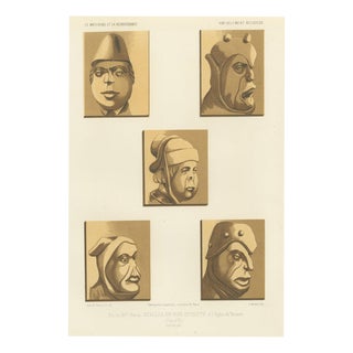 Ferdinand Séré, Carved Stall Heads, Vitteaux, 1851, Chromolithograph For Sale