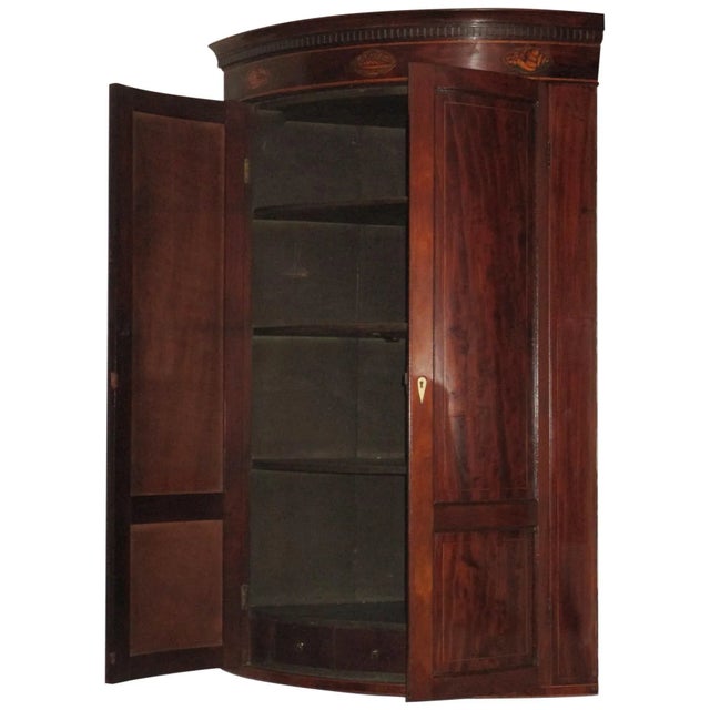 18th Century English Mahogany Bowfront Hanging Corner Cupboard For Sale - Image 13 of 13