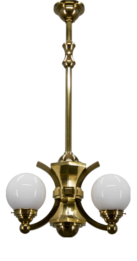 Art Deco Brass and Glass Chandelier from Gocar, 1910s