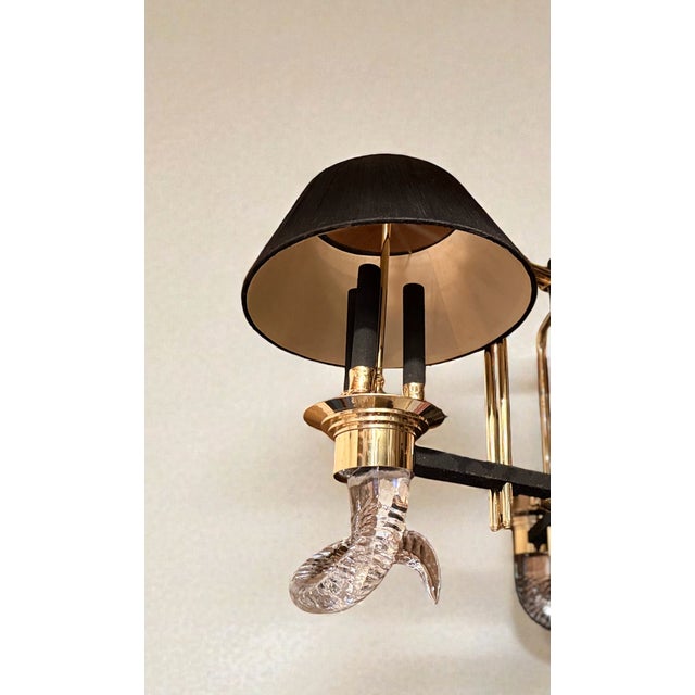 1980s Vintage Art Deco Nulco Lighting Crystal Rams Horn Chandelier 9 Lights For Sale - Image 5 of 8