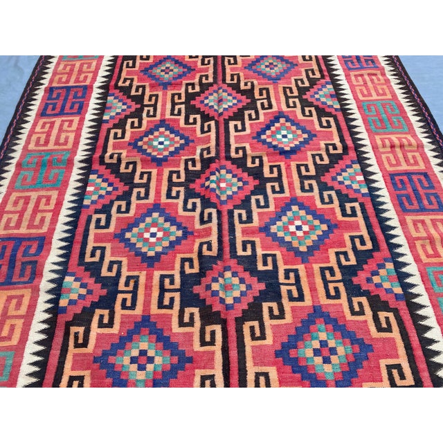 Maimana Kilim Area Rug, Handwoven Wool, 6x10, Brick & Ivory For Sale - Image 10 of 10