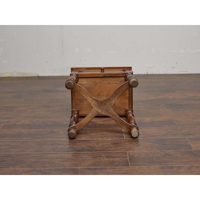 19th Century French Walnut Side Table With Sliding Door and Turned Legs For Sale - Image 11 of 12