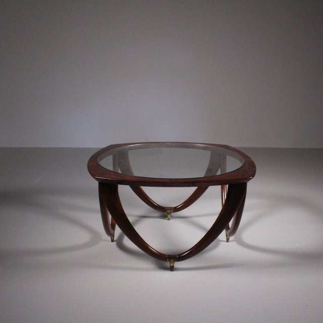 Wooden and Glass Coffee Table by Melchiorre Bega, 1950s For Sale - Image 5 of 5