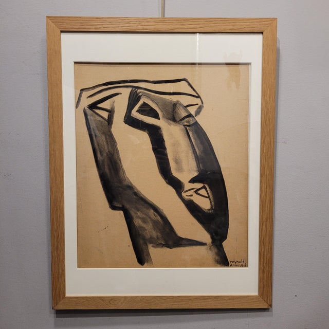 Reynold Henri Arnould, Moai, Easter Island, 1950s, Ink on Paper For Sale - Image 4 of 18
