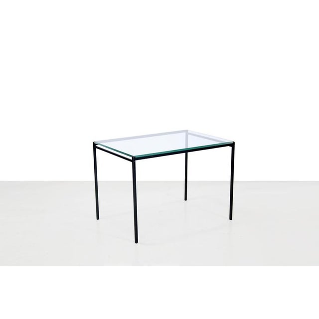1960s Black Metal Side Table with Glass Top, 1960s For Sale - Image 5 of 5