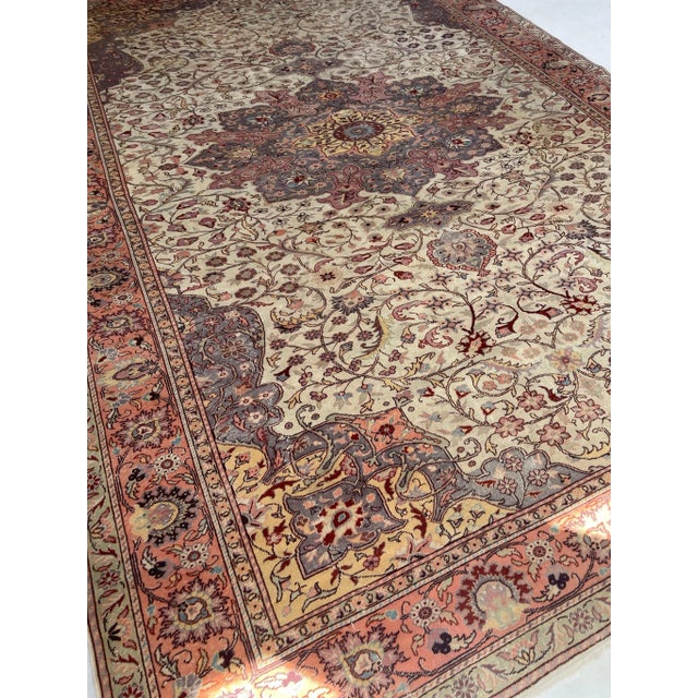 Turkish 1950's Vintage Arabesque Turkish Vine Design Elongated Pastel Rug 8.10 X 13 For Sale - Image 3 of 6