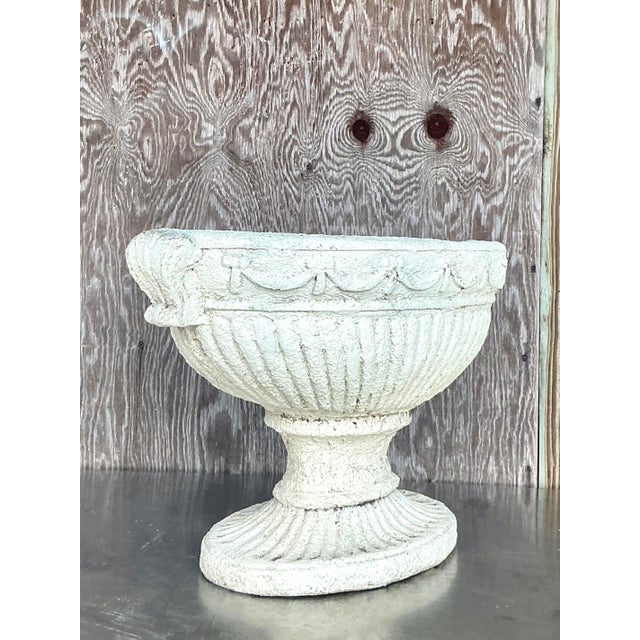 Late 20th Century Regency Cast Concrete Swag Planter For Sale In West Palm - Image 6 of 7
