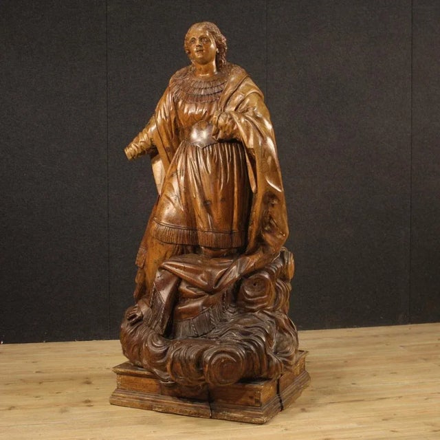 German Artist, Saint on a Cloud, 1780, Wood For Sale - Image 13 of 13
