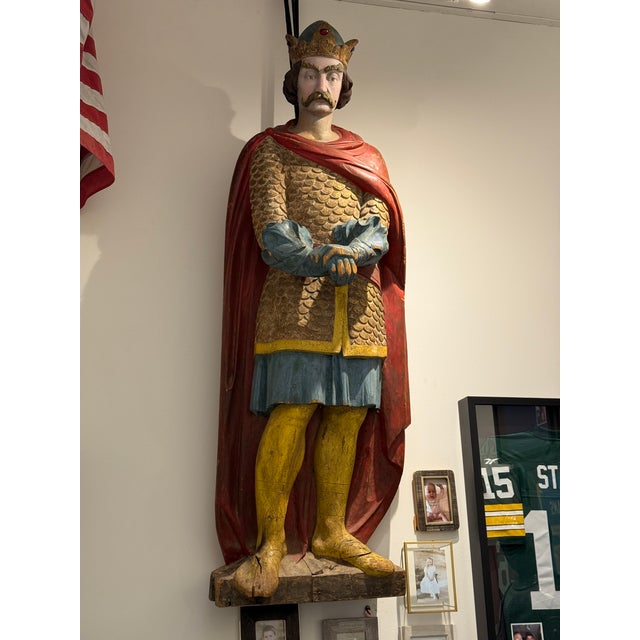 Traditional Late 20th Century Wooden Knight Statue For Sale - Image 3 of 3