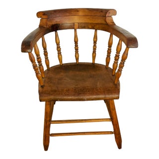 19th Century Primitive Rustic Captain's Chair For Sale