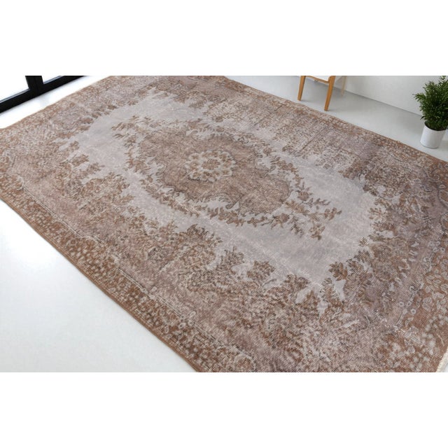 Dark Grey Vintage Floor Turkish Carpet For Sale - Image 9 of 10