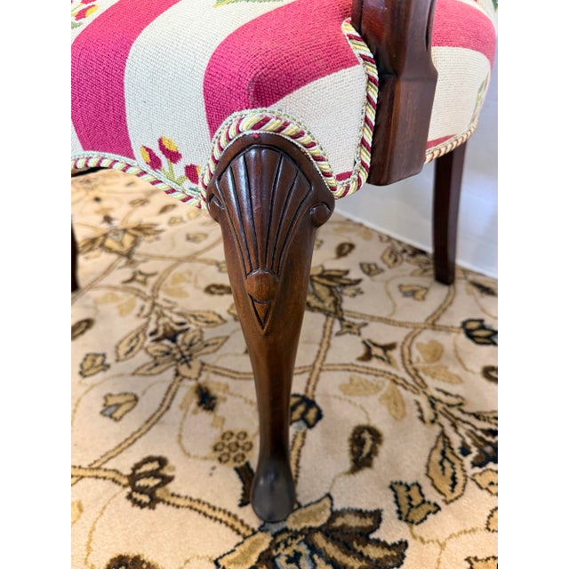 French Bergere Arm Chair With Red Stripe Upholstery For Sale In New York - Image 6 of 6