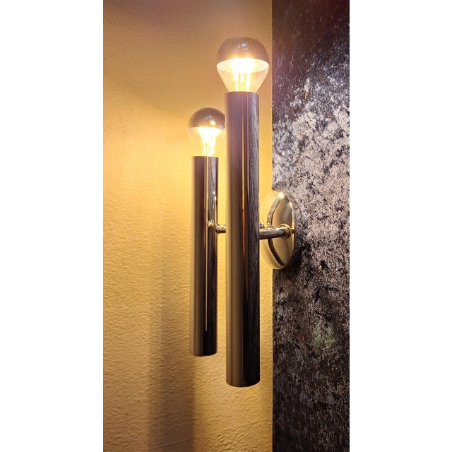 Metal Vintage Minimalist Italian Wall Lamp attributed to Gaetano Sciolari, 1970s For Sale - Image 7 of 7