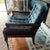 1960s Mid-Century Modern Cane-Sided Tufted Armchair in Slate Blue Textured Chenille For Sale - Image 5 of 9