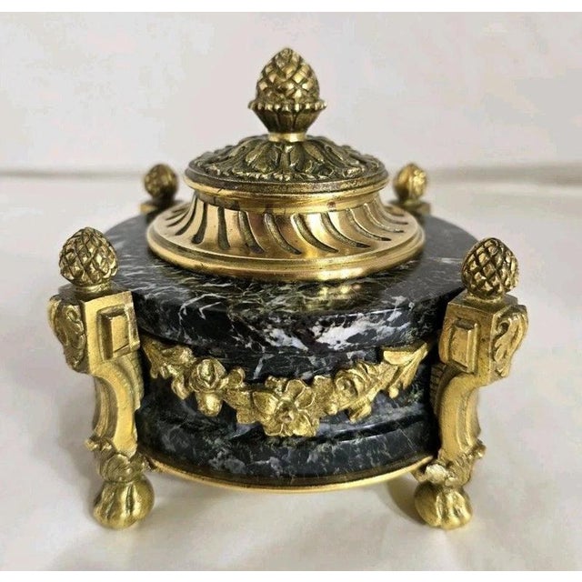 Gold 19th Century French Gilded Ormolu Inkwell Stand, 1880 For Sale - Image 8 of 18
