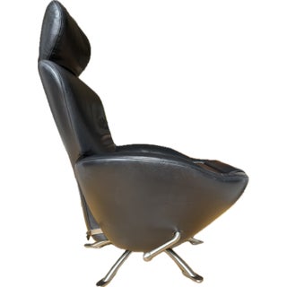 Cassina Black Leather Swivel Recline, Made in Italy For Sale