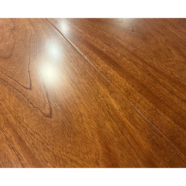 Traditional Multi-Banded Mahogany Dining Table by Leighton Hall - Showroom Sample For Sale - Image 18 of 18