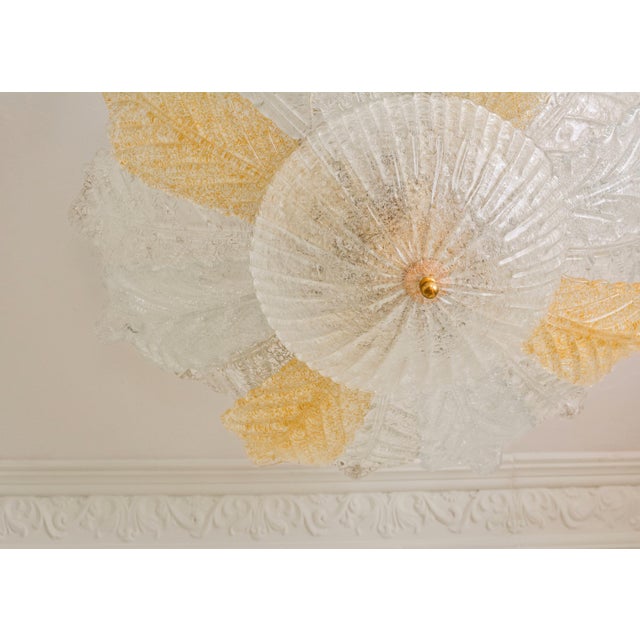 Large Murano Glass Leaf Flush Mount from Made Murano Glass, Italian, 1970s For Sale - Image 6 of 8
