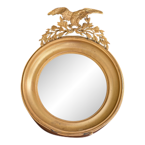 Vintage American Federal Gold Brass Eagle Bullseye Convex Mirror