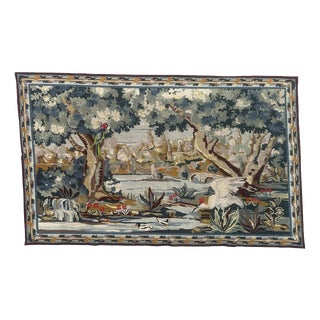 Vintage French Needlepoint Tapestry with Landscape Motif in the style of Aubusson, 1960s For Sale