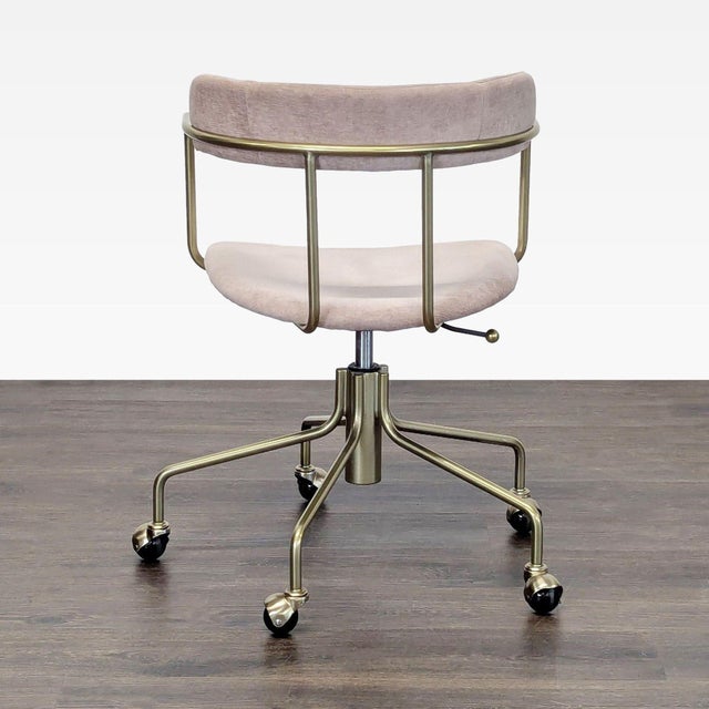 2020s West Elm Modern Upholstered Office Chair With Brass Base and Casters For Sale - Image 5 of 9