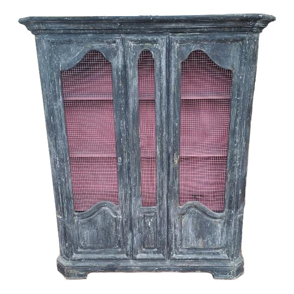Matte Black Display Cabinet with Metal Mesh For Sale