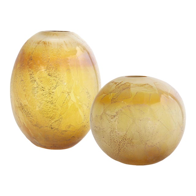 Italian Murano Style Encased Silver Foil Art Glass Vases, Pair For Sale