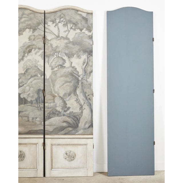 Dennis and Leen Eight Panel Screen Neoclassical Grisaille Landscape For Sale - Image 12 of 13
