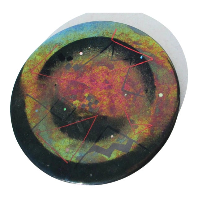 Dichroic Art Glass Plate by Henry Monrign For Sale