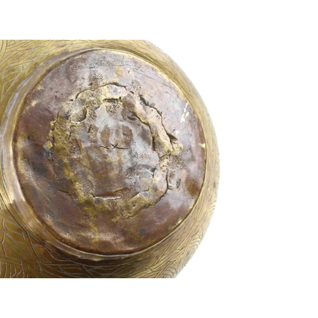 Early 20th Century Hand Made Brass Engraved Pot Jardiniere Planter Vase For Sale - Image 9 of 11