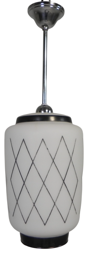 Vintage Pendant Lamp with Opaline Glass Shade, 1950s