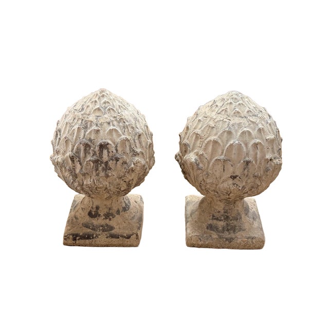 Ceramic Pair of Terracotta Artichoke Finials For Sale - Image 7 of 10