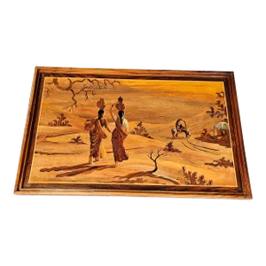 20th Century Fine Wood Marquetry Decorative Hanging Wall Panel