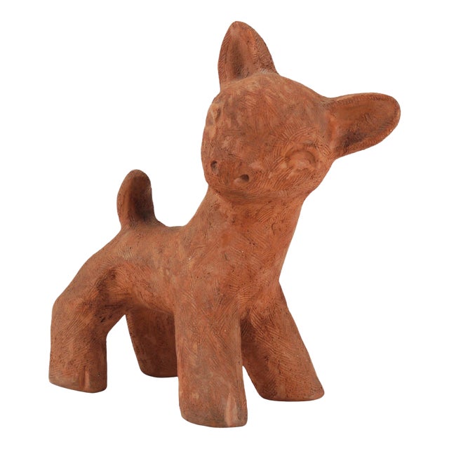 Large Baby Deer Pottery Ceramic Sculpture from Walter Bosse, Austria, 1920s For Sale