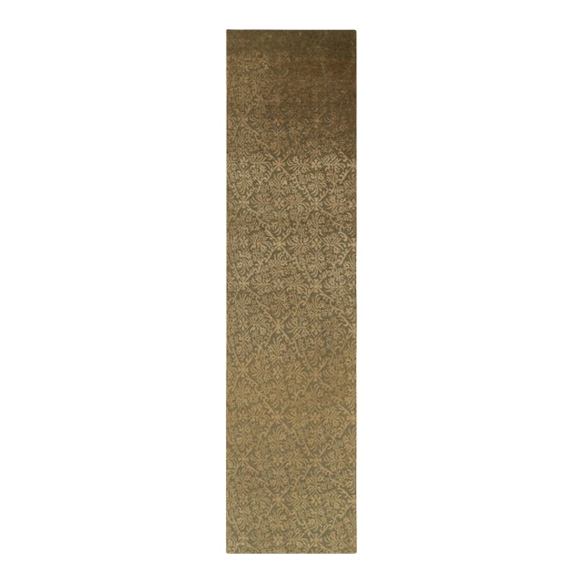 Rug & Kilim's Custom Geometric Green and Beige Gold Wool and Silk Rug - "Cordoba" For Sale