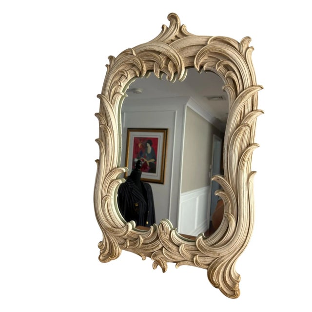 Art Nouveau Vintage Serge Roche Style Small Wall Mirror For Sale - Image 3 of 7