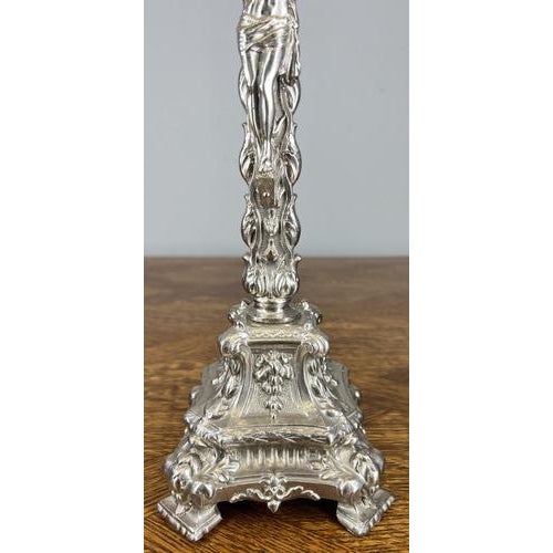 Gold Vintage French Style Metal Ornate Religious Altar Cross For Sale - Image 8 of 12