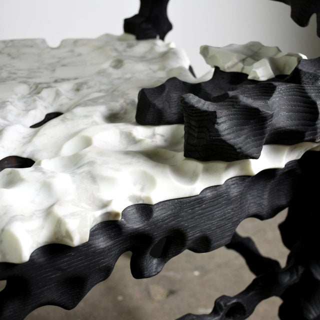 Throne Object - Collectible Reclaimed Wood and Marble Objet, Chair or Side Table by Gabor Gobi For Sale - Image 10 of 11