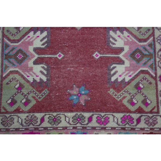 Textile 1970s Turkish Anatolian Traditional Red Oushak Doormat Small Rug For Sale - Image 7 of 13