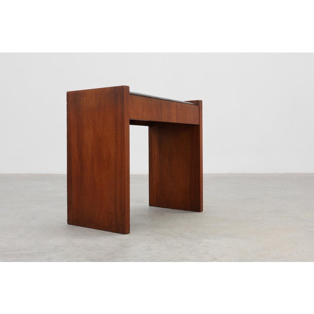 Art Deco Walnut Stool with Leather Seat, Belgium, 1925 For Sale - Image 9 of 11