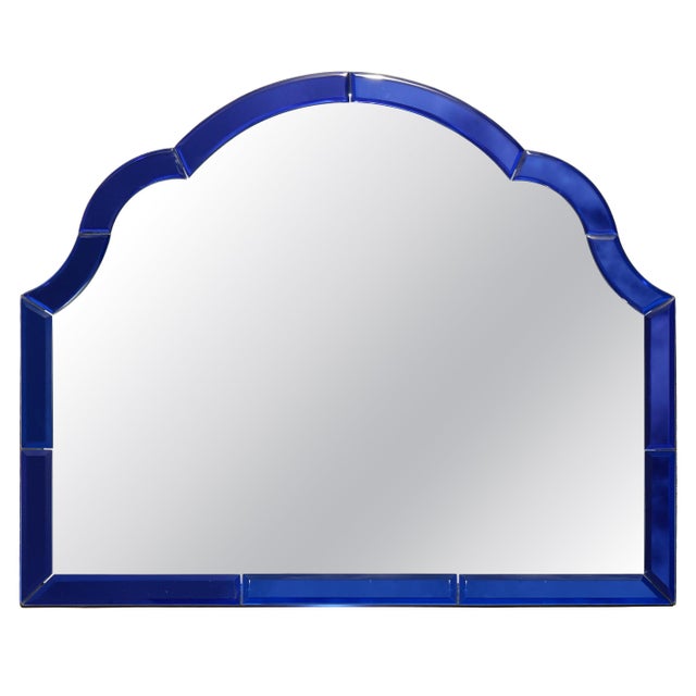 Mid-Century Modern Style Cobalt Blue Wall-Mounted Mirror, Italy For Sale - Image 11 of 11
