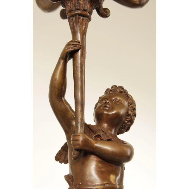 Bronze Italian Renaissance Revival Style Bronze Six-Light Figural Candle Holder For Sale - Image 8 of 13