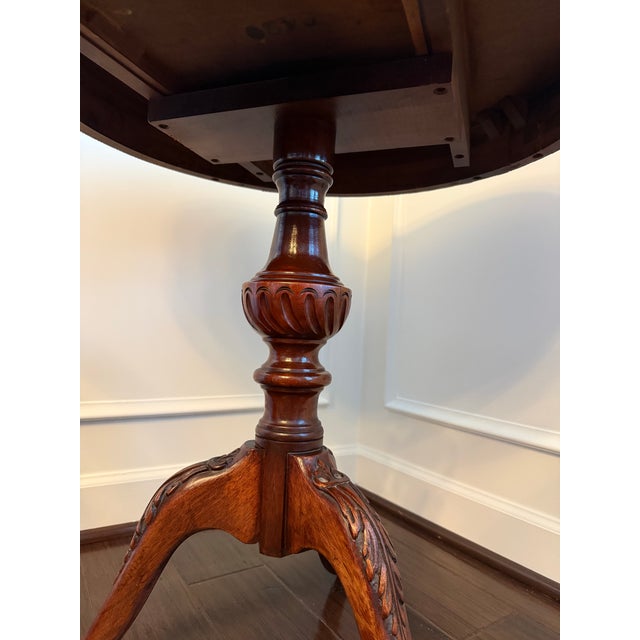 Chippendale Vintage Chippendale-Style Mahogany Drum Table With Drawer & Claw Feet For Sale - Image 3 of 10