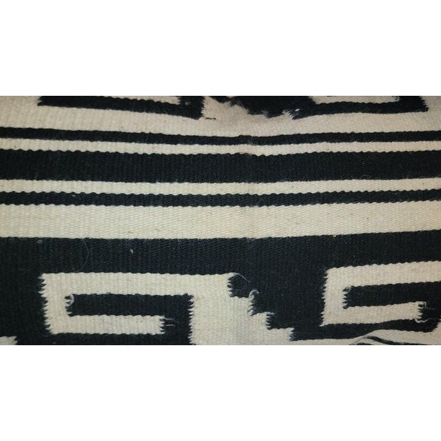 Folk Art Geometric Hand Woven Black White Bolster Pillows For Sale - Image 3 of 6