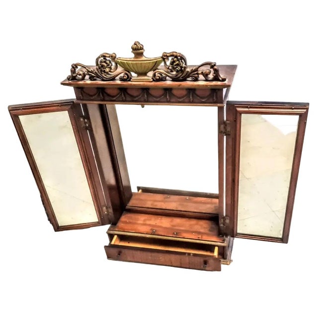 Antique Rosewood Marquetry Mirrored Wall Cabinet For Sale - Image 4 of 9