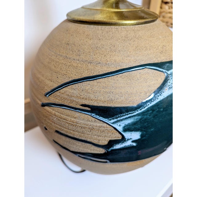 Metal Late 20th Century Drip Glaze Pottery Table Lamp For Sale - Image 7 of 12