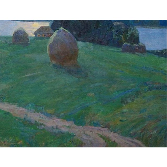 1960s 1960s Impressionism Oil Painting, Rural Landscape by Ukrainian Artist 99-129 For Sale - Image 5 of 6