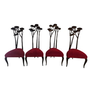 Christopher Guy Le Jardin Carved Floral Mahogany Dining Chairs, Set of 4 For Sale