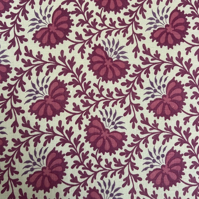 Sister Parish Custom Magenta and Orchid Pink Vreeland Verbena Linen Fabric - 5 1/2 Yards