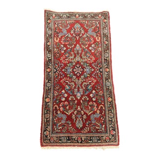 Antique Sarouk Pattern Approx. 2x4 Wool Throw Area Rug For Sale